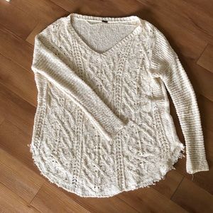 Cream Free People Oversized Knit Sweater